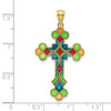 Lex & Lu 14k Yellow Gold Multi Color Stained Glass Cross Charm - 3 - Lex & Lu