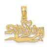 Lex & Lu 14k Yellow Gold Polished and Engraved I HEART SWIMMING Charm - Lex & Lu