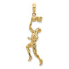 Lex & Lu 14k Yellow Gold 3D Basketball PLAYER w/Raised Ball & Partial Hoop Charm - Lex & Lu