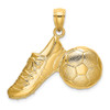 Lex & Lu 14k Yellow Gold 2D Polished Soccer Ball and Shoe Charm - Lex & Lu
