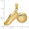 Lex & Lu 14k Yellow Gold 2D Polished Soccer Ball and Shoe Charm - 3 - Lex & Lu