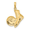 Lex & Lu 14k Yellow Gold 2D Soccer Shoe Kicking Ball Charm - 4 - Lex & Lu