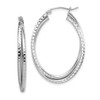 Lex & Lu Sterling Silver w/Rhodium Textured Oval Hoop Earrings LAL23999 - Lex & Lu