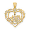 Lex & Lu 14k Yellow Gold Polished MOM Dangle in Fancy Frame Heart Pendant - Lex & Lu
