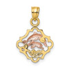 Lex & Lu 14k Tri-Color Gold Double Dolphins In Frame Charm - 4 - Lex & Lu