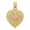 Lex & Lu 14k Yellow and Rose Gold Flower In Heart Basket Charm - Lex & Lu