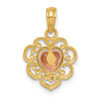 Lex & Lu 14k Yellow Gold w/Rhodium Yellow and Rose and Textured Heart Charm - 4 - Lex & Lu