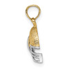 Lex & Lu 14k Yellow Gold w/Rhodium Football Helmet Charm - 2 - Lex & Lu