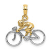 Lex & Lu 14k Yellow Gold w/Rhodium 3D Bicycle with Rider Charm - Lex & Lu
