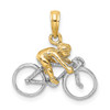 Lex & Lu 14k Yellow Gold w/Rhodium 3D Bicycle with Rider Charm - 4 - Lex & Lu