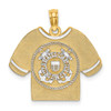 Lex & Lu 14k Yellow Gold w/Rhodium US COAST GUARD T-Shirt w/Emblem Charm - Lex & Lu