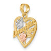 Lex & Lu 14k Tri-Color Gold #1 DAUGHTER IN HEART w/Flowers Charm - 5 - Lex & Lu