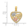 Lex & Lu 14k Tri-Color Gold #1 SISTER In Heart w/Flowers Charm - 3 - Lex & Lu