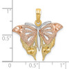 Lex & Lu 14k Tri-Color Gold D/C Butterfly Charm - 3 - Lex & Lu