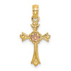 Lex & Lu 14k Two-tone Gold Cross w/Flower Charm LALK9094 - Lex & Lu