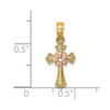 Lex & Lu 14k Two-tone Gold Cross w/Small Flower Charm - 3 - Lex & Lu