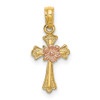 Lex & Lu 14k Two-tone Gold Cross w/Flower Charm LALK9098 - Lex & Lu