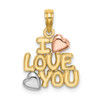 Lex & Lu 14k Yellow and Rose Gold w/Rhodium I LOVE YOU w/Hearts Charm - Lex & Lu