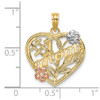 Lex & Lu 14k Yellow Gold w/Rhodium #1 MOM Heart w/Flower Charm - 3 - Lex & Lu