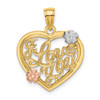 Lex & Lu 14k Yellow andRose Gold w/Rhodium I LOVE YOU Heart w/Flowers Charm - Lex & Lu