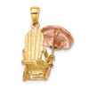 Lex & Lu 14k Rose and Yellow Gold 3D Beach Chair w/Umbrella Charm - 4 - Lex & Lu