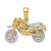 Lex & Lu 14 Yellow Gold w/Rhodium3D Dirt Bike Motorcycle Charm - Lex & Lu