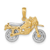 Lex & Lu 14 Yellow Gold w/Rhodium3D Dirt Bike Motorcycle Charm - 3 - Lex & Lu