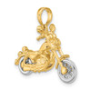 Lex & Lu 14 Yellow Gold w/Rhodium3D Moveable Motorcycle Charm LALK9164 - 5 - Lex & Lu