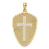 Lex & Lu 14k Yellow Gold w/Rhodium Cross Shield w/Joshua 1:9 On Reverse Charm - Lex & Lu