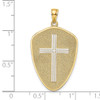 Lex & Lu 14k Yellow Gold w/Rhodium Cross Shield w/Joshua 1:9 On Reverse Charm - 3 - Lex & Lu