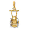 Lex & Lu 14k Yellow Gold w/Rhodium 3D Stroller w/Moveable Wheels Charm - 3 - Lex & Lu