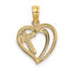 Lex & Lu 14 Yellow Gold w/RhodiumCross In Heart Charm - 4 - Lex & Lu