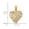 Lex & Lu 14 Yellow Gold w/Rhodiumand 2D Heart w/Beaded Center Charm - 3 - Lex & Lu