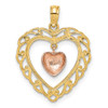 Lex & Lu 14k Yellow and Rose Gold Polished Dangling Heart In Heart Charm - 4 - Lex & Lu