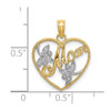 Lex & Lu 14k Yellow Gold w/Rhodium and Polished Beaded Heart w/Mom Charm - 3 - Lex & Lu