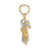 Lex & Lu 14 Yellow Gold w/Rhodium2D and Textured Octopus Charm - 2 - Lex & Lu