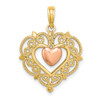 Lex & Lu 14k Yellow and Rose Gold Heart w/Lace Trim Charm - Lex & Lu