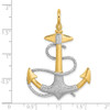 Lex & Lu 14k Yellow Gold w/Rhodium 3D Anchor w/White Rope Shackle Bail Charm - 3 - Lex & Lu