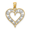 Lex & Lu 14k Two-tone Gold and Beaded Cut-Out Heart w/Flowers Charm - Lex & Lu