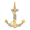 Lex & Lu 14k Yellow Gold w/Rhodium 3D Large Anchor w/White Wrapped Rope Charm - Lex & Lu