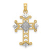 Lex & Lu 14k Yellow Gold w/Rhodium Beaded and D/C Cross Charm - Lex & Lu