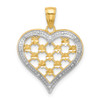 Lex & Lu 14 Yellow Gold w/Rhodiumand D/C Outline Heart Charm - Lex & Lu