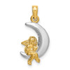 Lex & Lu 14k Yellow Gold w/Rhodium 3D Angel on Moon Charm - Lex & Lu