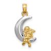 Lex & Lu 14k Yellow Gold w/Rhodium 3D Angel on Moon Charm - 3 - Lex & Lu