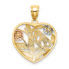 Lex & Lu 14k Tri-Color Gold Heart w/Love and Flowers Charm - 4 - Lex & Lu