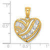 Lex & Lu 14k Yellow Gold w/Rhodium Starts and Stripes Heart Charm - 3 - Lex & Lu