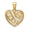 Lex & Lu 14k Yellow Gold w/Rhodium Starts and Stripes Heart Charm - 4 - Lex & Lu