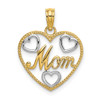 Lex & Lu 14k Yellow Gold w/Rhodium Hearts Beaded Mom Charm - Lex & Lu