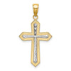 Lex & Lu 14 Yellow Gold w/Rhodium2D Cross Charm - Lex & Lu