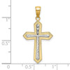 Lex & Lu 14 Yellow Gold w/Rhodium2D Cross Charm - 3 - Lex & Lu